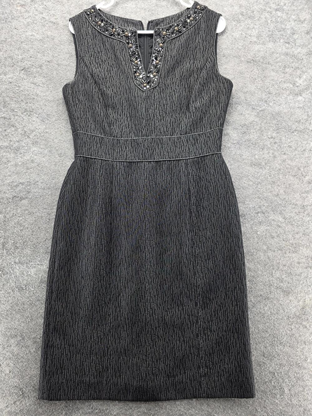 Tahari Arthur S. Levine Dress Womens 6 Black Sheath Embellished Beaded Cocktail